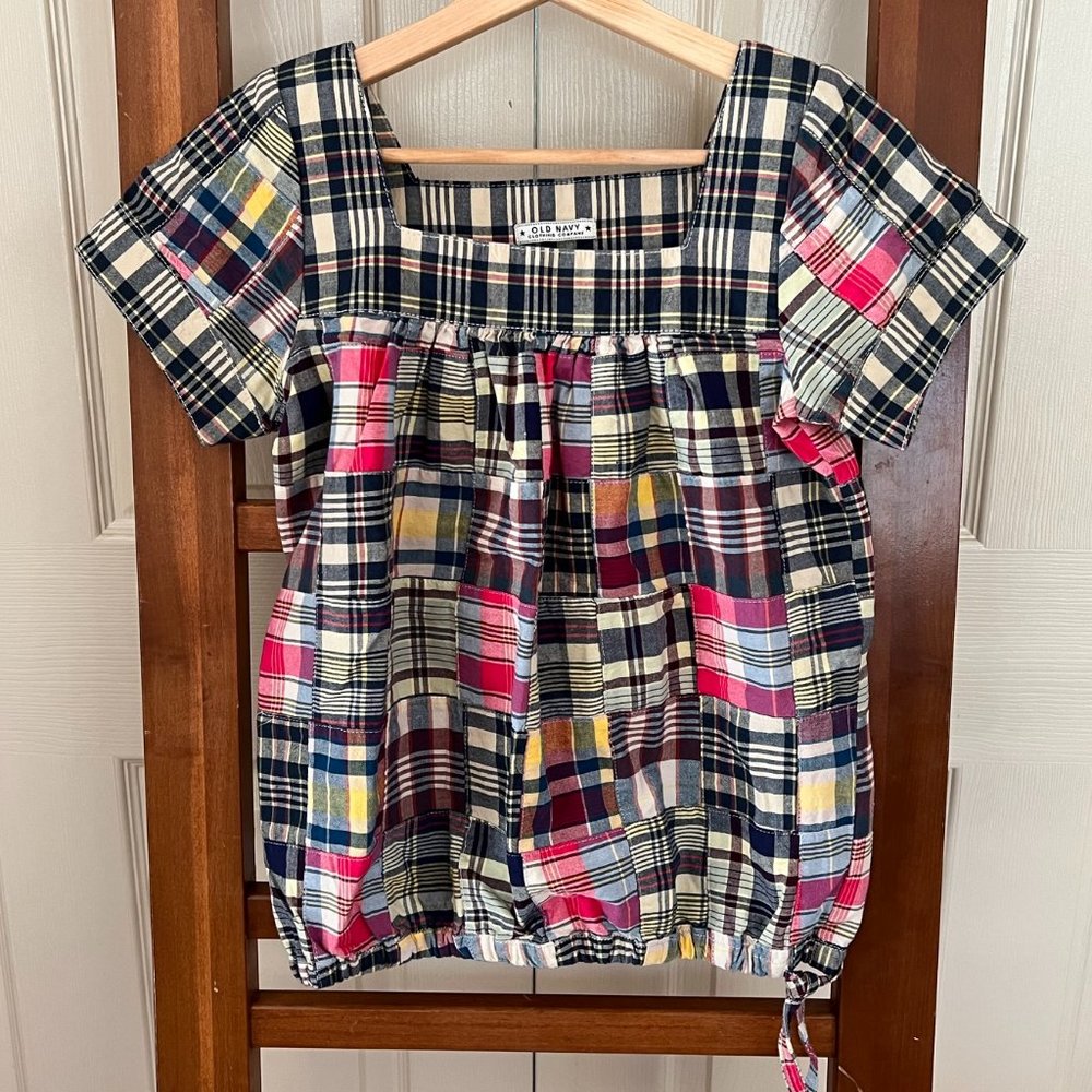 Old Navy madras plaid blouse
